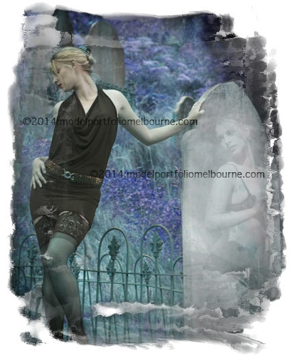 portfolio photography of model in old graveyard